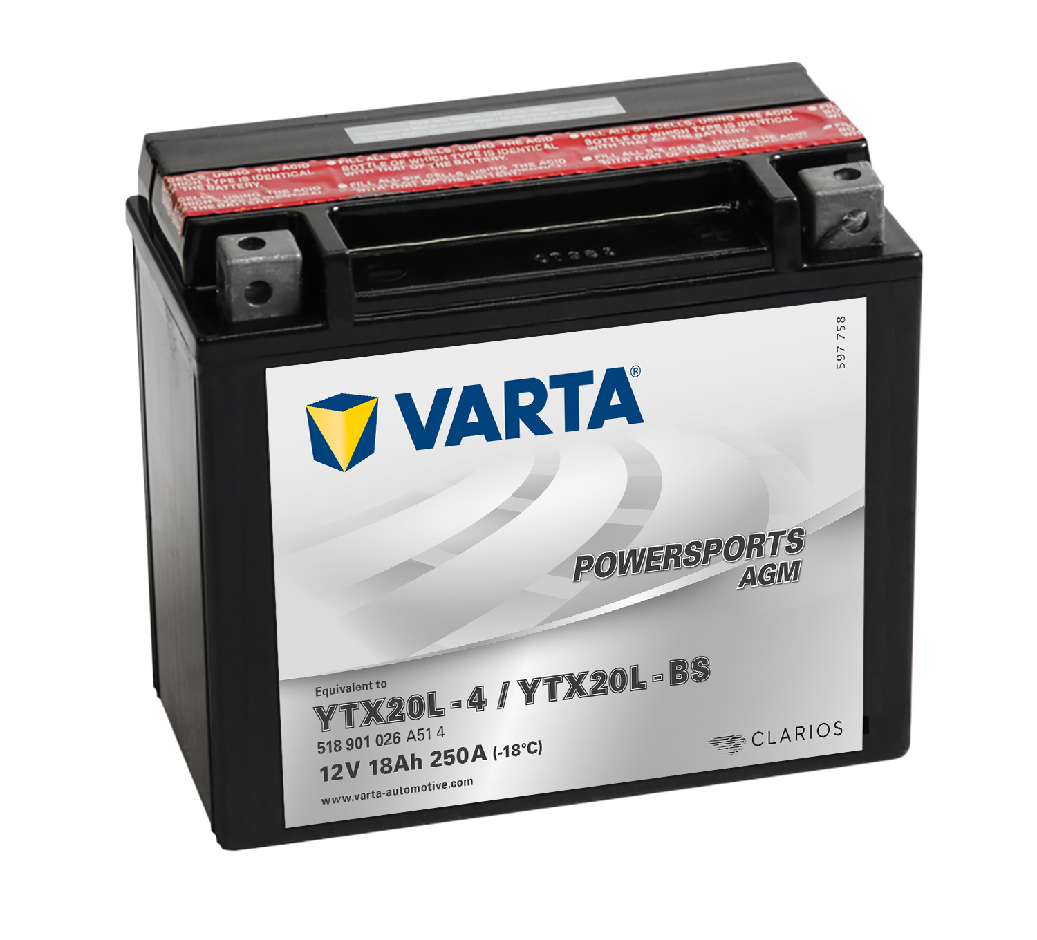 VARTA Motorradbatterie  TX20L-4 TX20L-BS